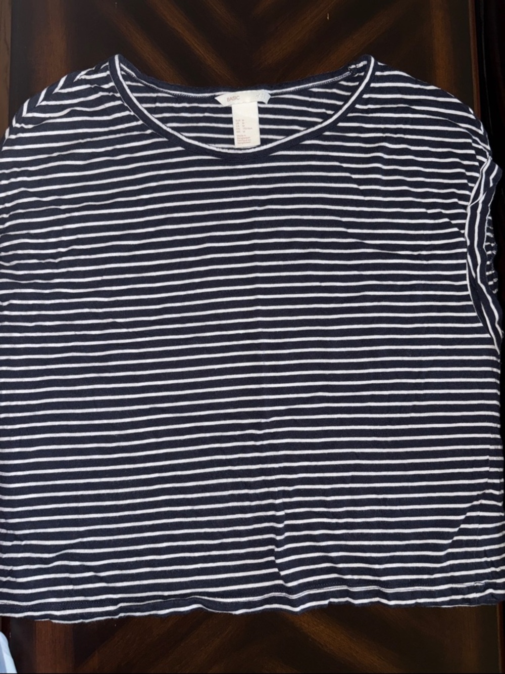 H&M Navy and White Striped Muscle Tee